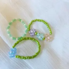 【送料無料】ビーズリング3点セット ハンドメイド 指輪 韓国