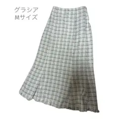 ハニーズ　ホワイトブラックチェック フレアスカート　M