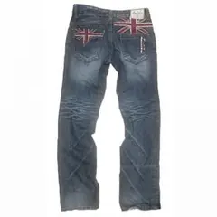 ユニオンジャック刺繍ダークブルーデニム　平成　y2k ヒゲ