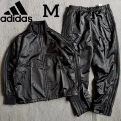 新品 アディダス トラックスーツ セットアップ ブラック 光沢 M