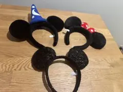 ミッキー・ミニー耳カチューシャセット3個セット