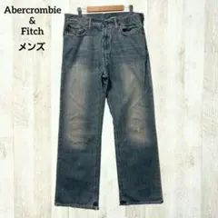 アバクロ ストレートデニム ジーンズ 31 ブルー ダメージ加工 メキシコ製のサムネイル