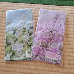 北海道花柄ハンカチセット 青紫2枚