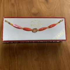 珊瑚色オレンジ×ピンク系ビーズの羽織紐　未使用