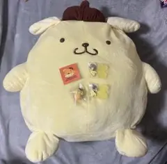 ポムポムプリン ぬいぐるみ 30周年ステッカー おくるみキーホルダー チャーム