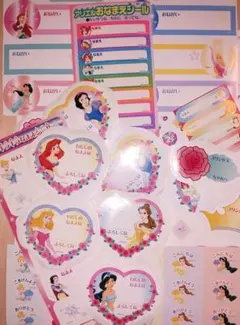 ディズニー プリンセス　おなまえシール　なまえシール　スケジュールシール　レトロ