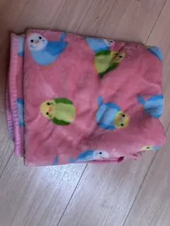 インコ柄 ブランケット ピンク