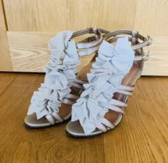 レースアップ　ドレッシーサンダル　ベージュ