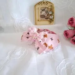 ピンク⑤(くまさん)わんちゃん猫ちゃん用襟つき首輪