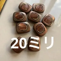 レトロなボタン　ブラウンスクエア