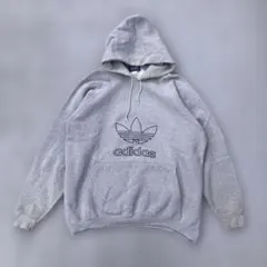 vintage アディダス　スウェット　パーカー　プルオーバー　デカロゴ　古着