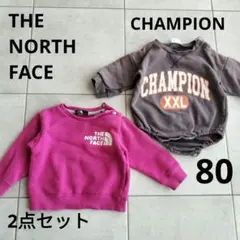 【2点】THE NORTH FACE Championピンク トレーナー 80