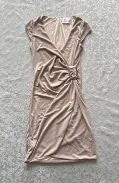 ラップドレス グレーベージュ 上品ワンピース