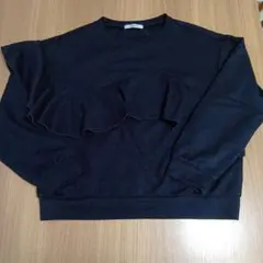 OPAQUE.CLIP ブラック フリル長袖トップス　38