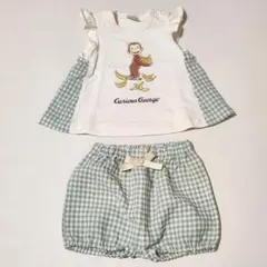 お値下げ‼️おさるのジョージ セットアップ ギンガムチェック 70cmのサムネイル