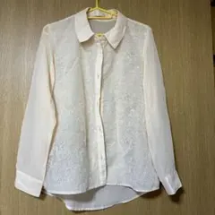 ピンク レース模様 長袖シャツ Mサイズのサムネイル