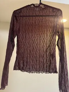 H&M シアー 長袖 トップス ボルドー XS