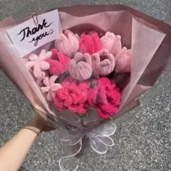 ✿ 母の日ギフト　韓国花束　モールフラワー　枯れないお花　ピンク　チューリップ