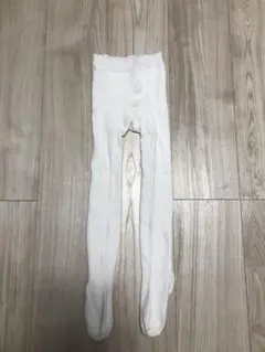 ホワイト コットン混紡 ベビータイツ 105
