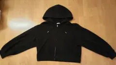 y2k クロップド丈 ジップパーカー 短丈 ブラック