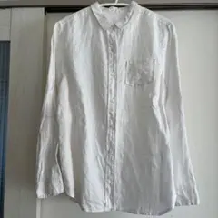 麻100% 白シャツ　長袖　フリーサイズ