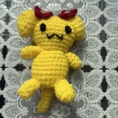 編みぐるみ　ハンドメイド　うさぎ　黄色　イエロー　いぬ　リボン　毛糸　手作り