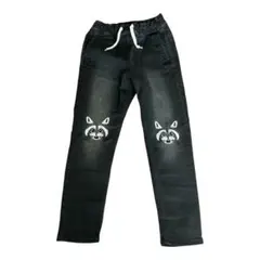【新品未使用‼️】H&M❤️アライグマ ブラックデニム140 ストレッチ