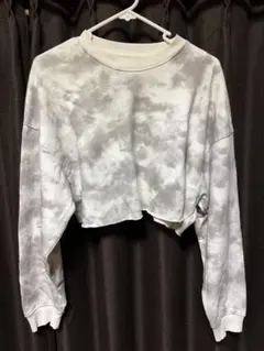 Bershka ベルシュカ タイダイ クロップド スウェット グレー S