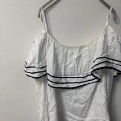 レディース 白黒 オフショルダー 長袖 フリル 【フリーサイズ】