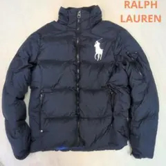 ラルフローレン ビッグポニー ダウンジャケット 刺繍ロゴ 紺 S