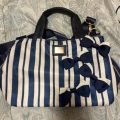 リボン付きストライプバッグ