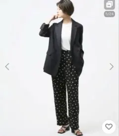 simplicite ドットプリントタックパンツ　ブラック