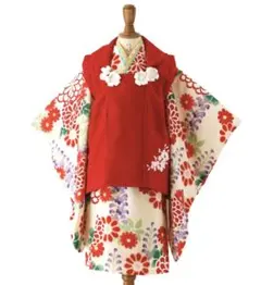 美品☆七五三着物 被布3点セット 3歳 100cm 花柄 キャサリンコテージ