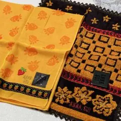 ANNA SUI アナスイ（ハンカチとタオルハンカチ）2枚【いちご・花デザイン】