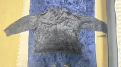 Lサイズ メンズ シャギーニット セーター グレー フェザーヤーン