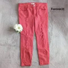 Forever21 カラーパンツ サイズ76 ダメージ加工 レッドのサムネイル