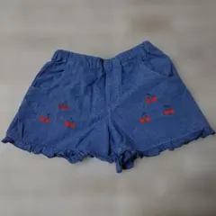 moujonjon 130cm デニム ショートパンツ さくらんぼ柄