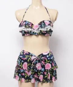 Aimoha　 花柄フリルビキニ 水着　ネイビーのサムネイル