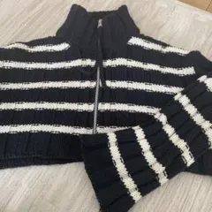 ZARA♡ボーダージップアップニット