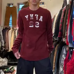 アバクロ 90s アーカイブ c-boy y2k ボルドー サーマル ロンT