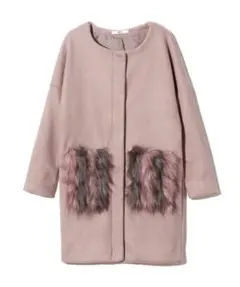 GRL♡新品　MIXファーポケット　ノーカラーコート　F size