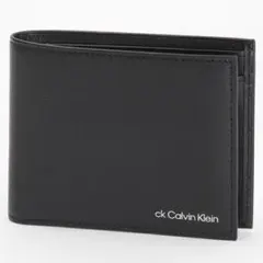 【新品未使用】CK CALVIN KLEIN 二つ折り財布 牛革 ブラック
