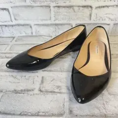 【美品】 ファビオルスコーニ　ブラック　エナメル　ポインテッド　フラットシューズ