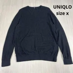 UNIQLO ダークグレー Vネック ニットセーター　カシミヤ混　XL