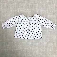 ベビー服　襟付きドット柄ブラウス　長袖　80cm