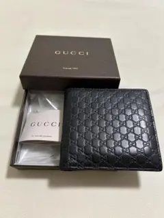 GUCCI グッチ 折り財布 マイクログッチシマ 黒 ブラック 箱 2750