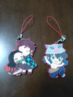 鬼滅の刃　ラバーストラップ　炭治郎＆禰豆子、伊之助