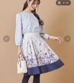 tocco closet パネルフラワープリントフレアスカート