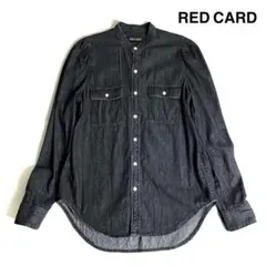 RED CARD デニムシャツ ブラック 肩ギャザー スタンドカラー