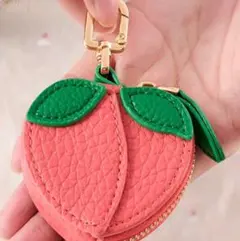ピーチ型 コインケース 小物入れ バッグチャームキーホルダー 桃